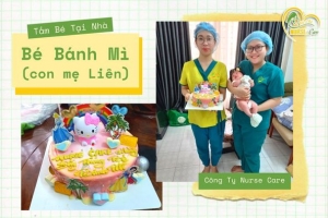 Các điều dưỡng viên của Nurse Care tiến hành dịch vụ tắm tại nhà cho Bé Bánh Mì (con của mẹ Liên).